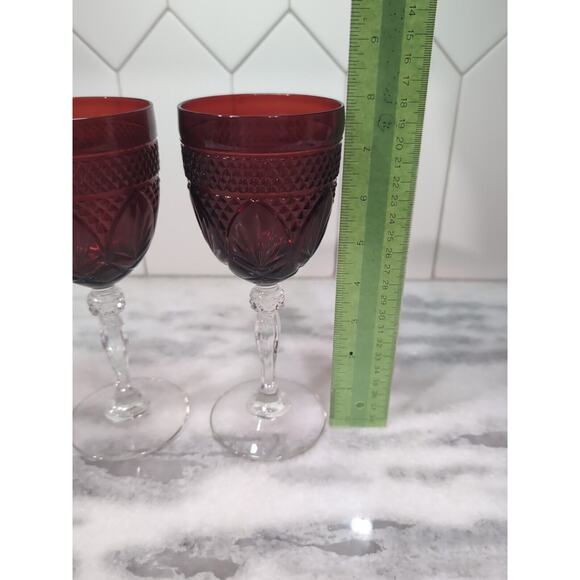 Cristal D'Arques-Durand Ruby‎ Goblet Set, Water Wine Glasses, Red/Clear Glass - Picture 9 of 10
